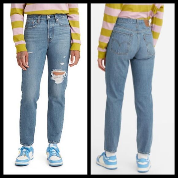 Levi's Premium Wedgie Distressed Tapered Leg Jeans 30 NWT - Picture 1 of 8